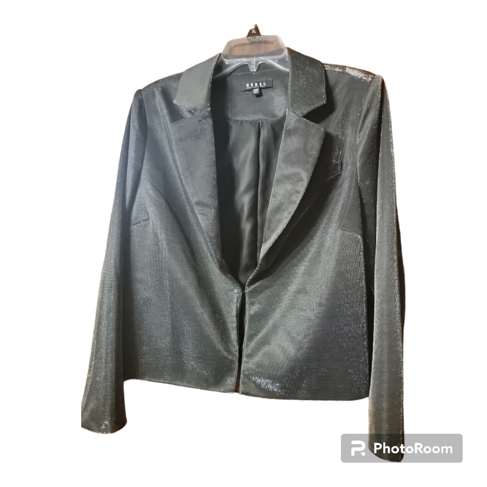 14W REBEL Additionelle Cropped Gunmetal Tuxedo Blazer